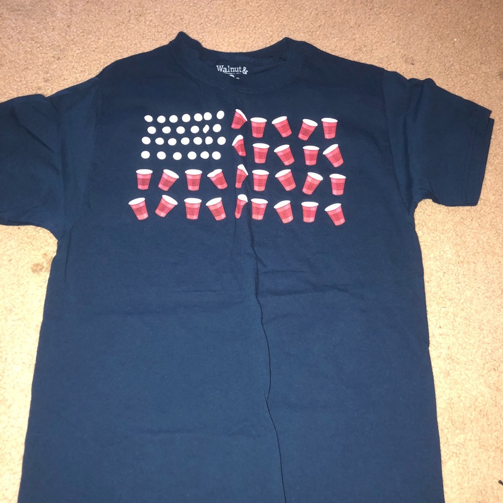 Navy blue pong American flag T-shirt